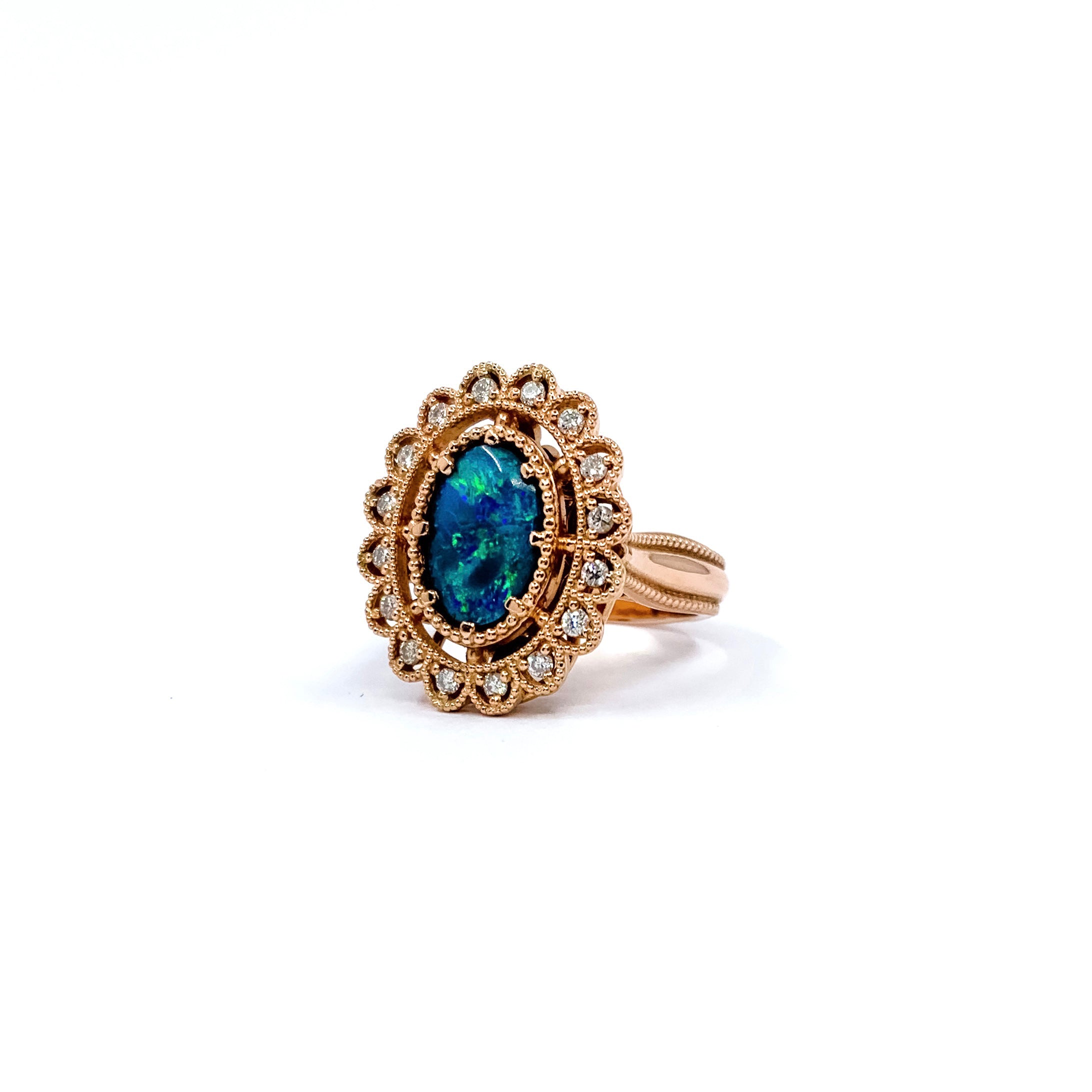 Botanical Black Opal Custom Ring