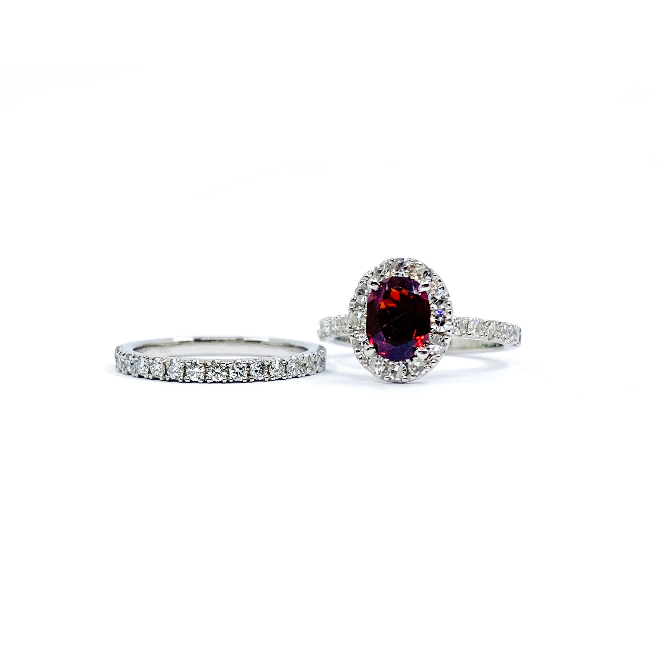 Garnet Halo Custom Engagement Ring