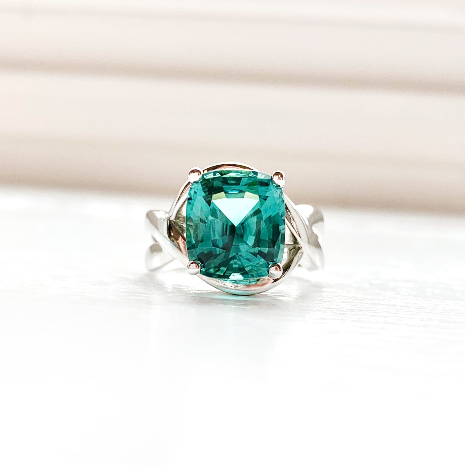 Teal Tourmaline Birthday Ring