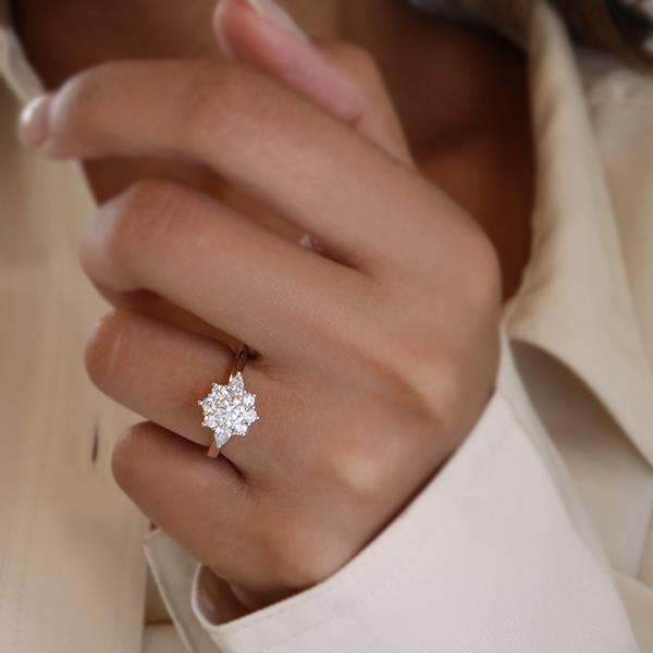 Diamond Cluster Custom Engagement Ring (36174)