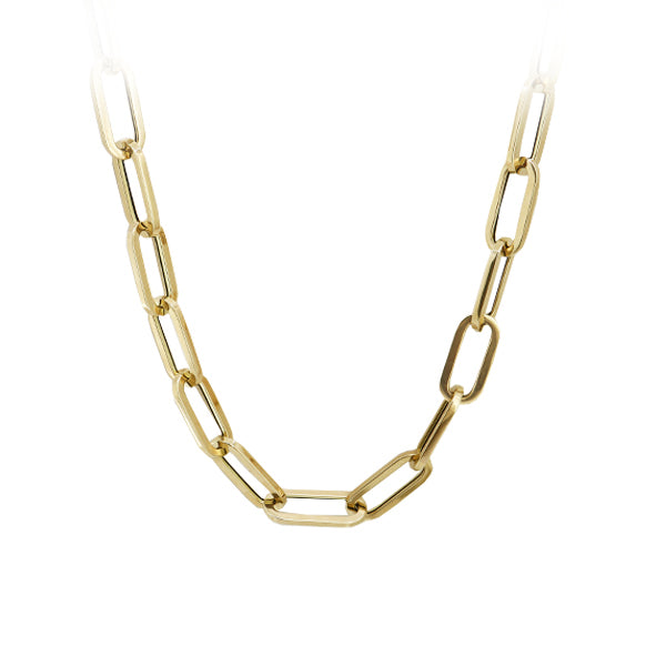 Gold Paperclip Link Necklace 9mm 18inch (37196)