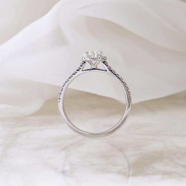 Canadian Maple Leaf Diamond Halo Engagement Ring (35804)