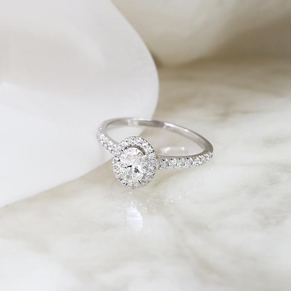 Canadian Maple Leaf Diamond Halo Engagement Ring (35804)