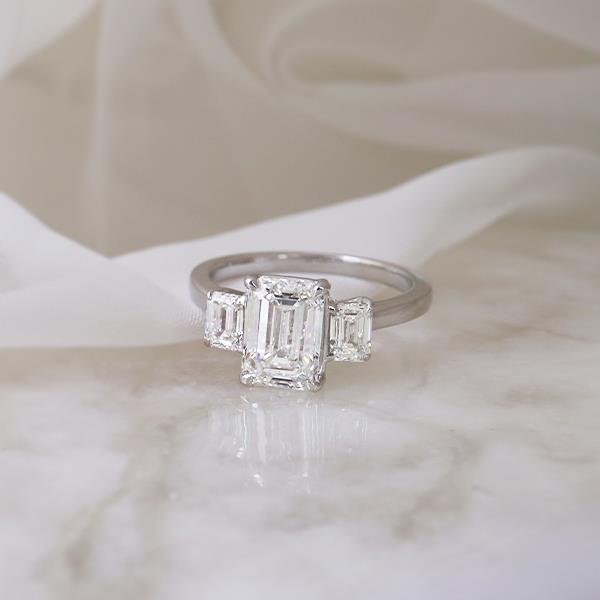 Diamond 3 Stone Emerald Cut Engagement Ring - LG 2.63cttw (37297)