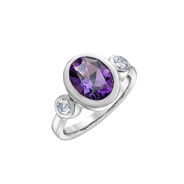 Genuine Amethyst and Diamond Ring (38679)