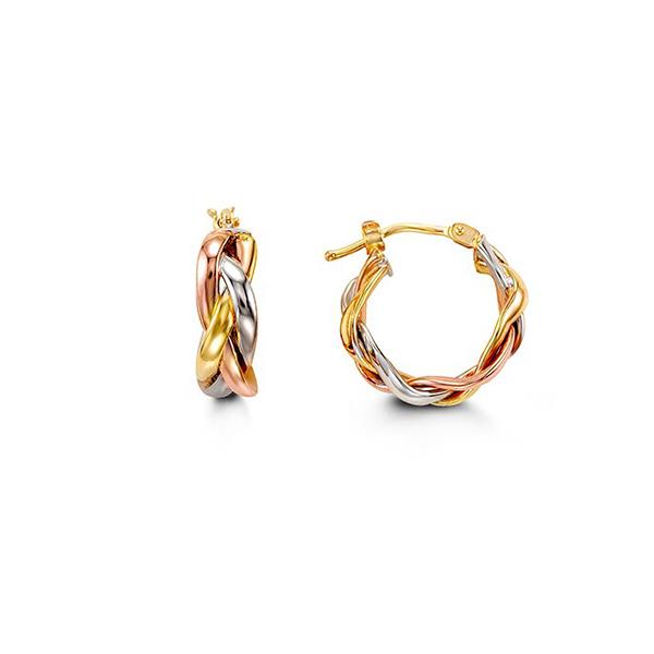 Gold Tri Coloured Hoop Earrings (24436)