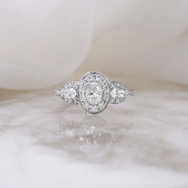 Diamond Oval and Pear Engagement Ring (33418)