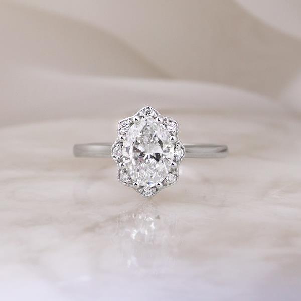 Diamond Antique Halo Custom Engagement Ring (34002)