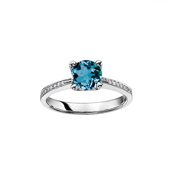 Genuine Blue Topaz and Diamond Ring (34290)