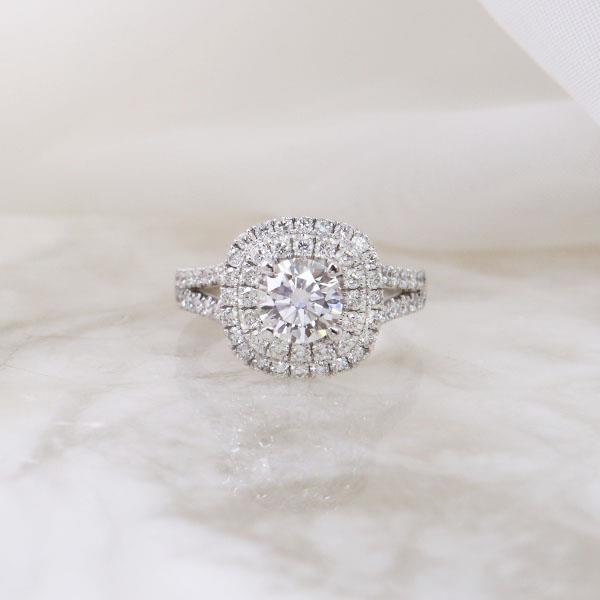 Canadian Diamond Custom Double Halo Engagement Ring (34677)