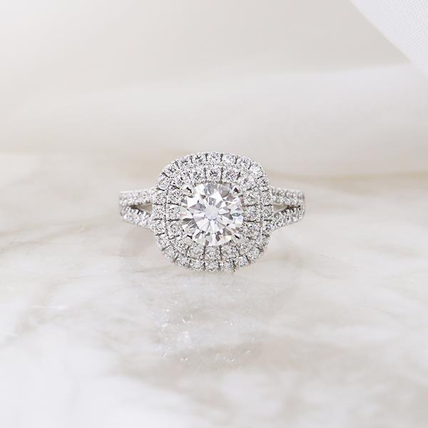 Canadian Diamond Custom Double Halo Engagement Ring (34677)