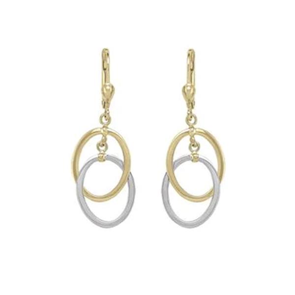 Gold Double Open Oval Dangle Earrings (34739)