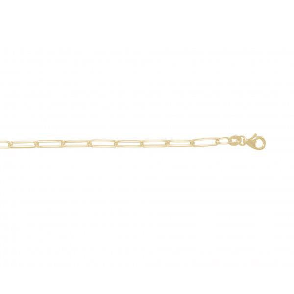 Gold Paperclip Link Bracelet 3mm 7.5 inch (35248)