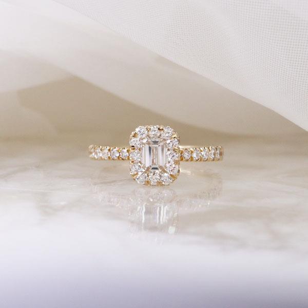 Diamond Emerald Cut Halo Engagement Ring (35317)