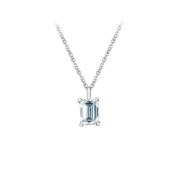 Diamond Emerald Cut Solitaire Pendant-LG 1.0ct (35624)