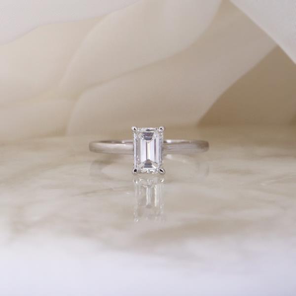 Diamond Custom Emerald Cut Solitaire Engagement Ring (36000)