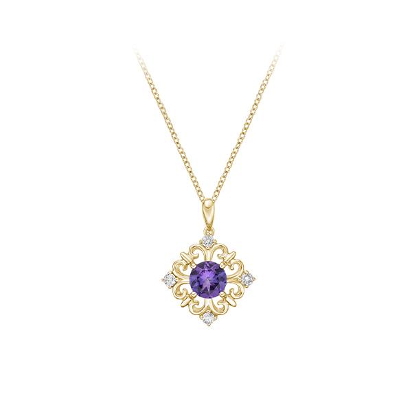 Genuine Amethyst and Diamond Pendant (36042)