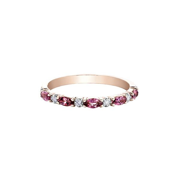 Genuine Pink Tourmaline and Diamond Band (36947)