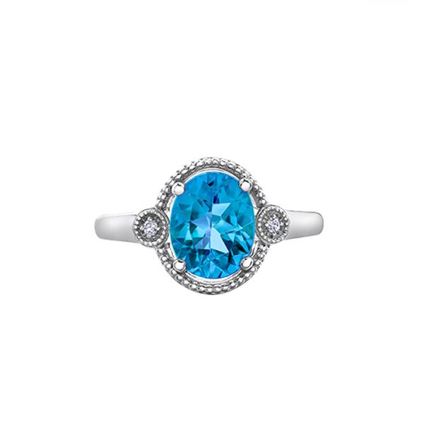 Genuine Blue Topaz and Diamond Ring (37013)