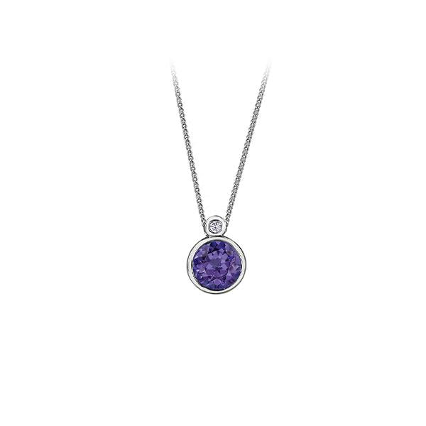 Genuine Amethyst and Diamond Pendant (37155)