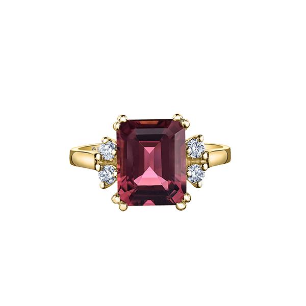 Canadian Maple Leaf Diamond and Pink Tourmaline Ring (37187)