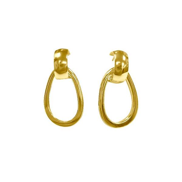 Gold Open Tear Drop Dangle Hoop (37202)