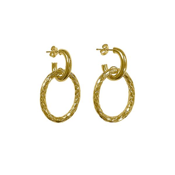 Gold Open Oval Drop Dangle Hoop (37203)