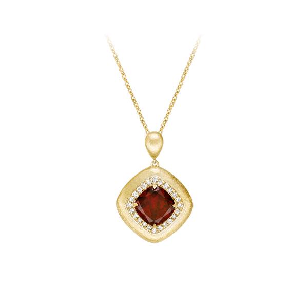 Genuine Garnet and Diamond Pendant (37358)