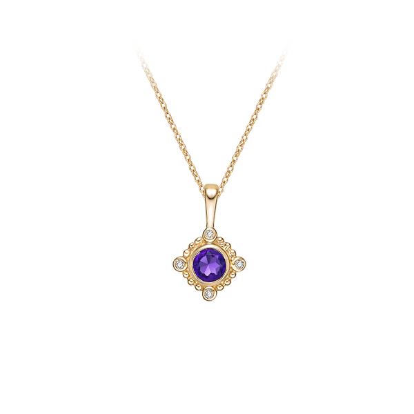 Genuine Amethyst and Diamond Pendant (37524)