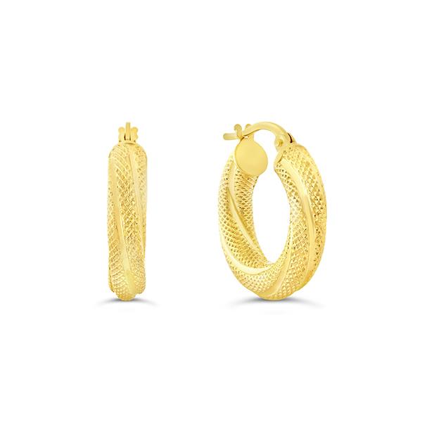 Gold Diamond Cut Twist Hoops (37549)