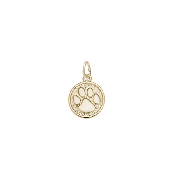 Gold Paw Print Pendant - 12.5mm Diameter (37869)