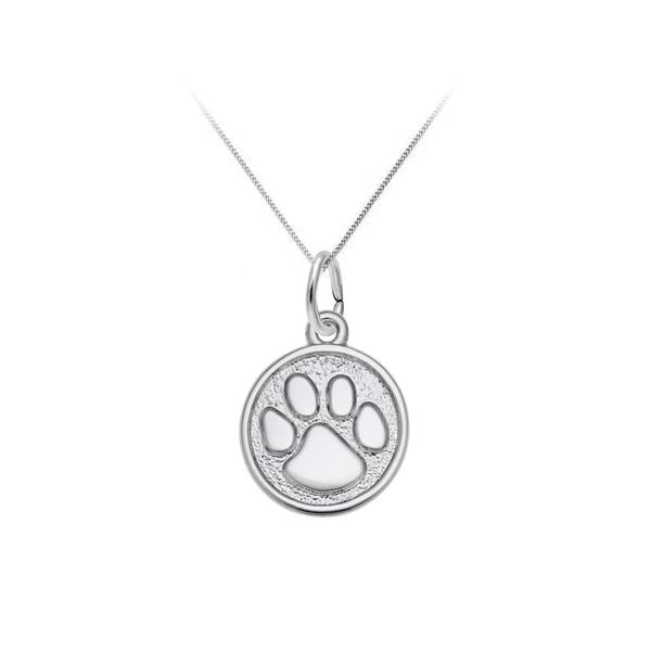 Sterling Silver Paw Print Pendant - 12.5mm Diameter (38199)