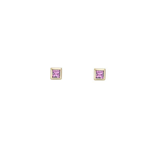 Genuine Pink Tourmaline Stud Earrings (38209)