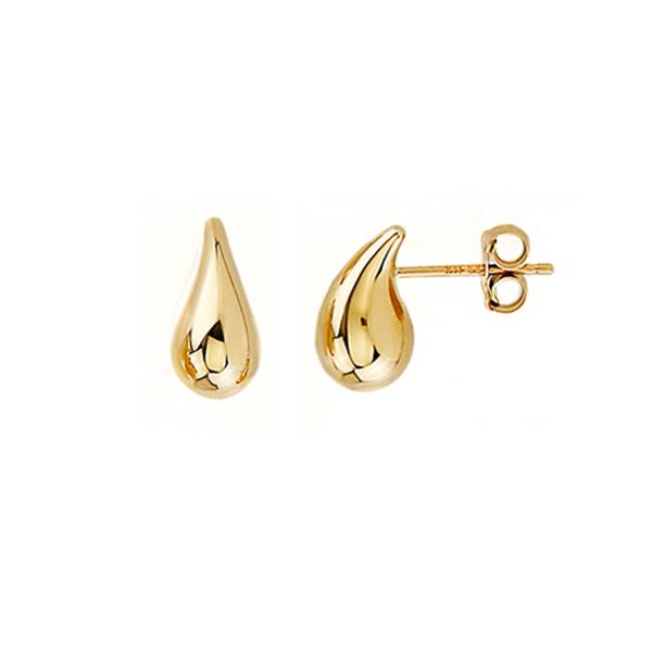 Gold Puffed Teardrop Stud Earrings (38228)