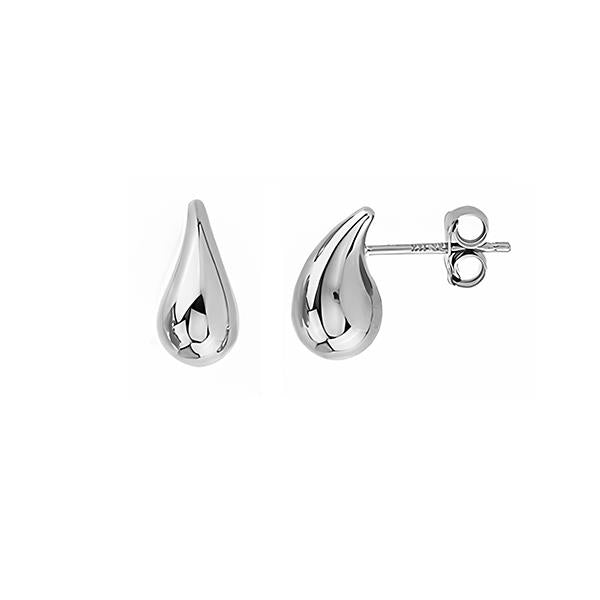 Gold Puffed Teardrop Stud Earrings (38229)