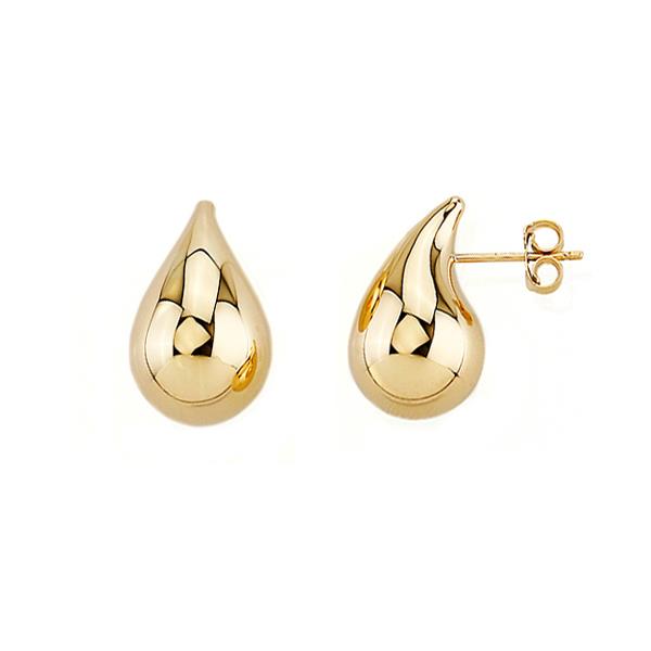 Gold Puffed Teardrop Stud Earrings (38231)