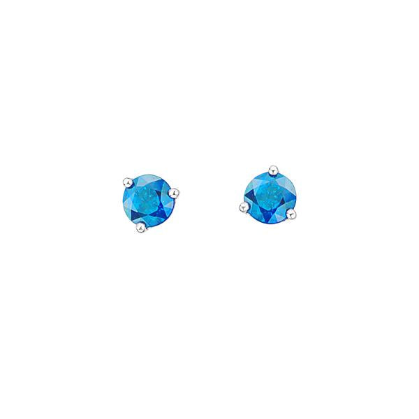 Genuine Blue Topaz Stud Birthstone Earrings (38372)