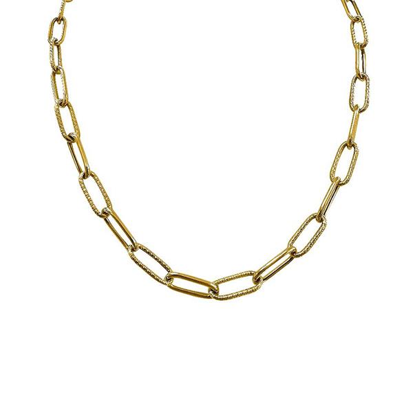 Gold Patterned Paperclip Link Chain 18 inch (38561)