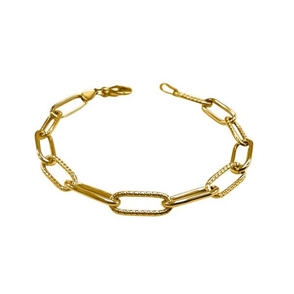 Gold Patterned Paperclip Link Bracelet 7.5 inch (38562)