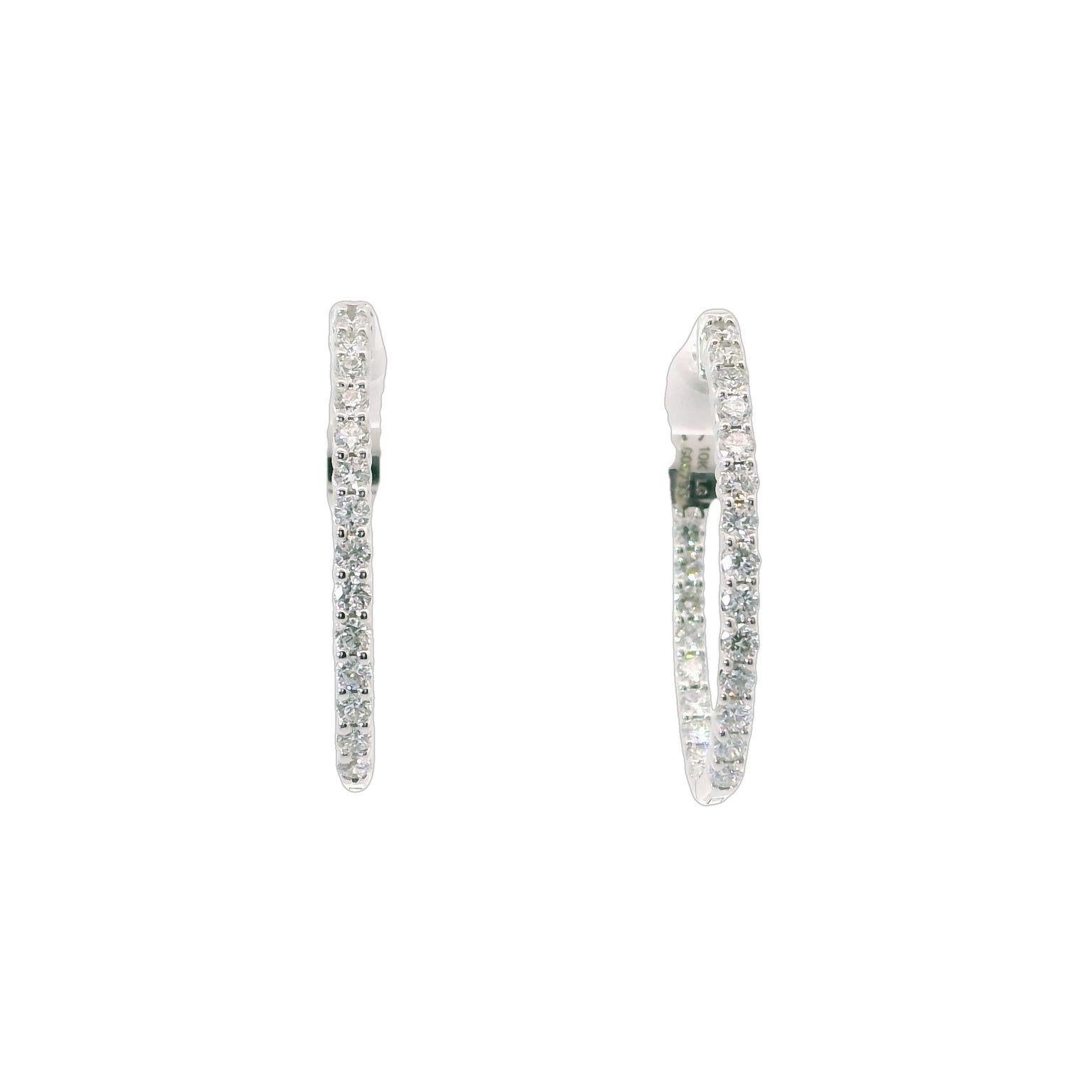 Diamond Inside Outside Hoop Earrings - LG .75ct (38657)