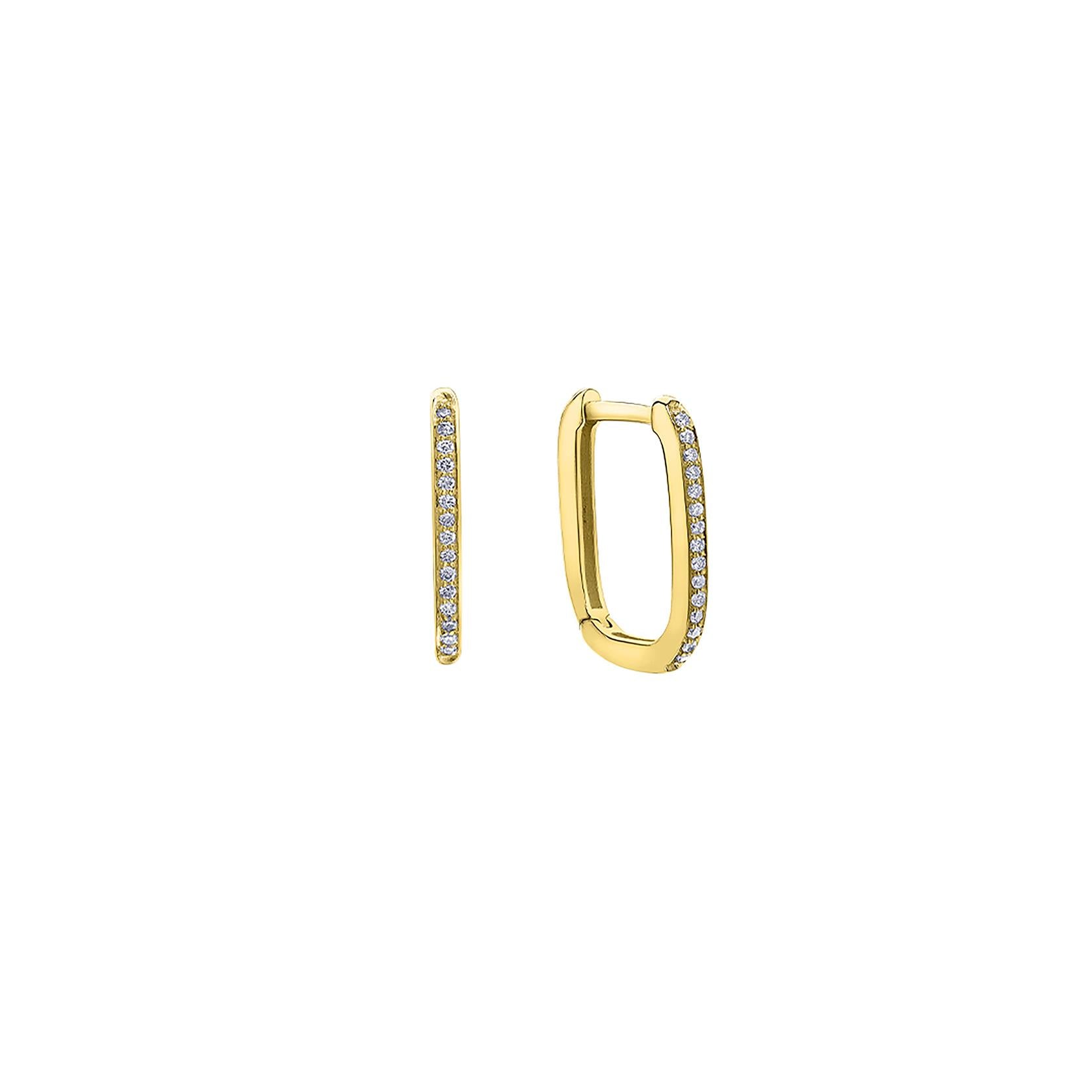 Diamond Square Huggie Earrings (38678)