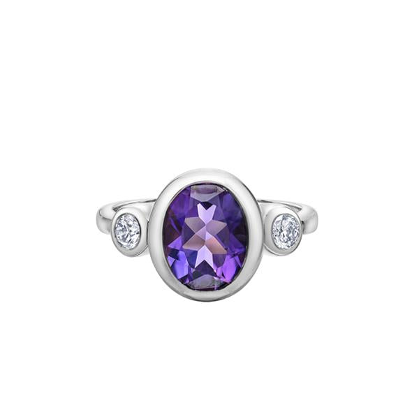 Genuine Amethyst and Diamond Ring (38679)