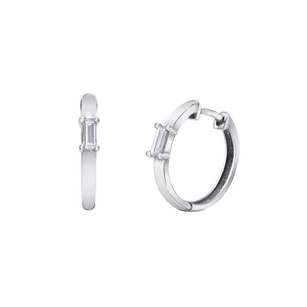 Diamond Straight Baguette Huggie Earrings (38683)