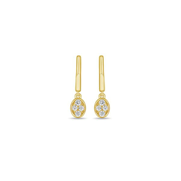 Diamond Huggie Oval Dangle Earrings (38696)