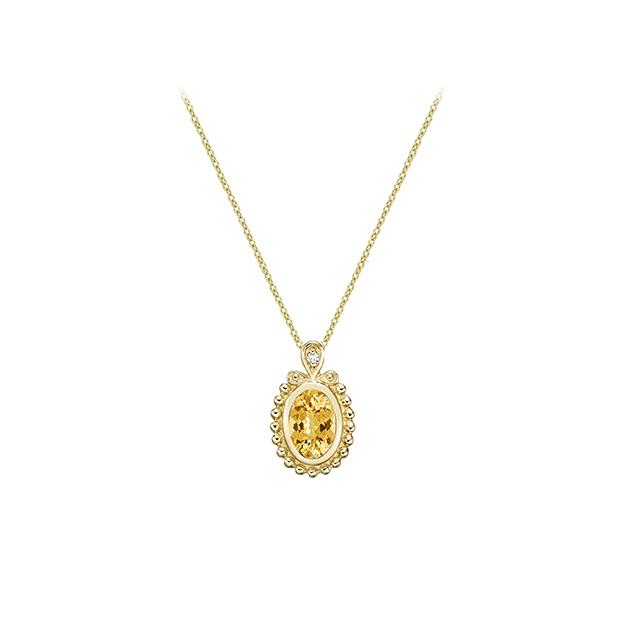 Genuine Citrine and Diamond Pendant (38708)