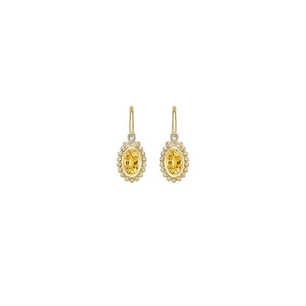 Genuine Citrine and Diamond Earrings (38709)