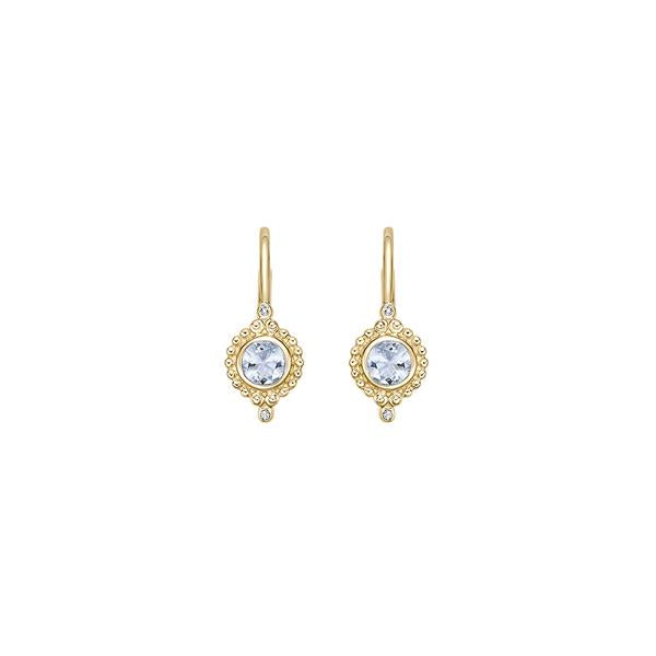 Genuine Aquamarine and Diamond Earrings (38710)