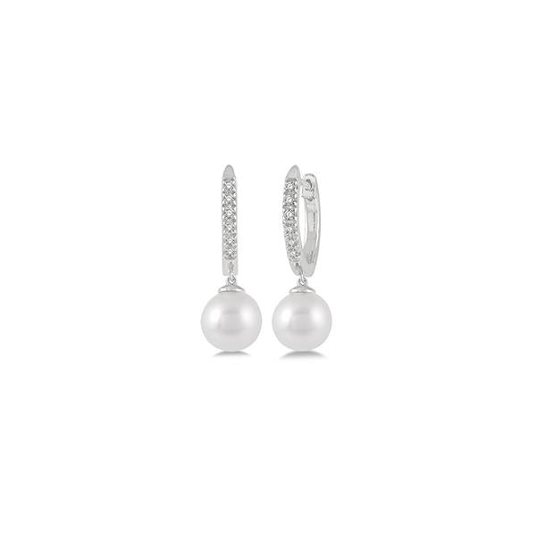 Genuine Pearl and Diamond Huggie Earrings (38724)