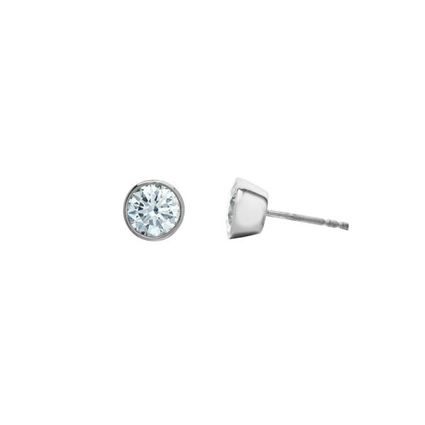 Diamond Solitaire Bezel Stud Earrings - LG 2.01ctTW (38754)