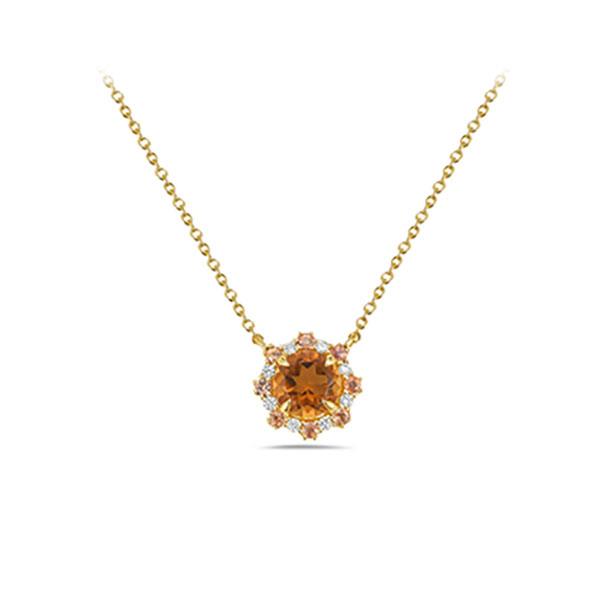 Genuine Citrine, Sapphire and Diamond Pendant (38774)